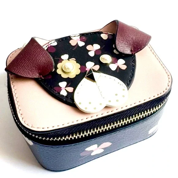 KATE SPADE Floral Cherrywood Puppy Dog Travel Jewelry Box - Picture 2 of 16